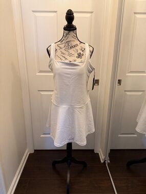 White Sleeveless Square Neck tennis Dress
